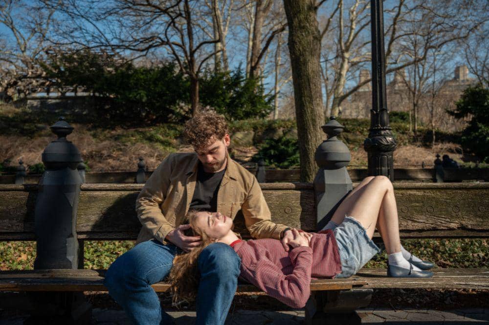 couple talking on park