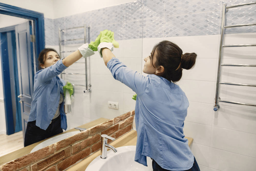 Membersihkan kamar mandi