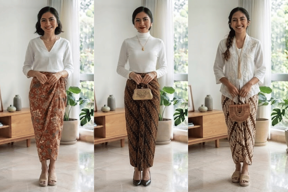 Padu Padan Blouse Putih dengan Kain Batik, Tampil Elegan dan Modern