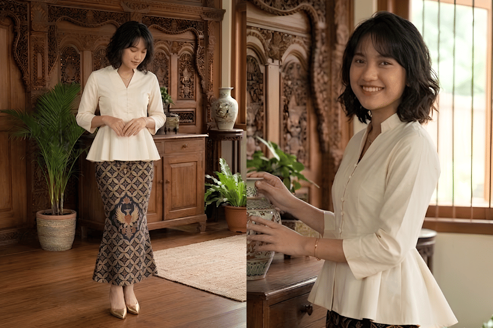 Kemeja Peplum dengan Batik Model Mermaid