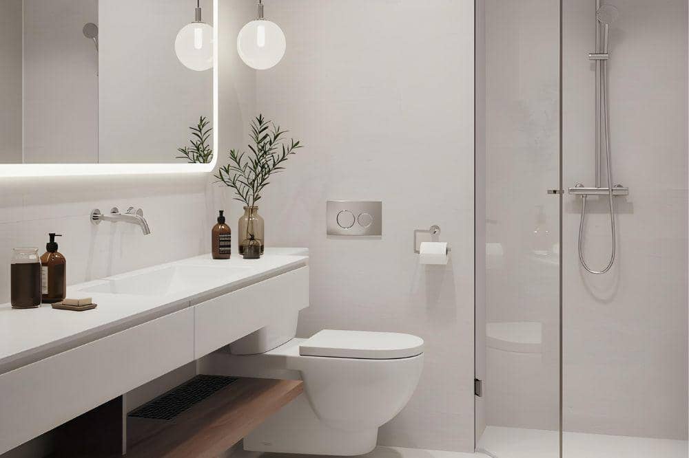 12 Desain Kamar Mandi Minimalis Sederhana, Gunakan Keramik Besar