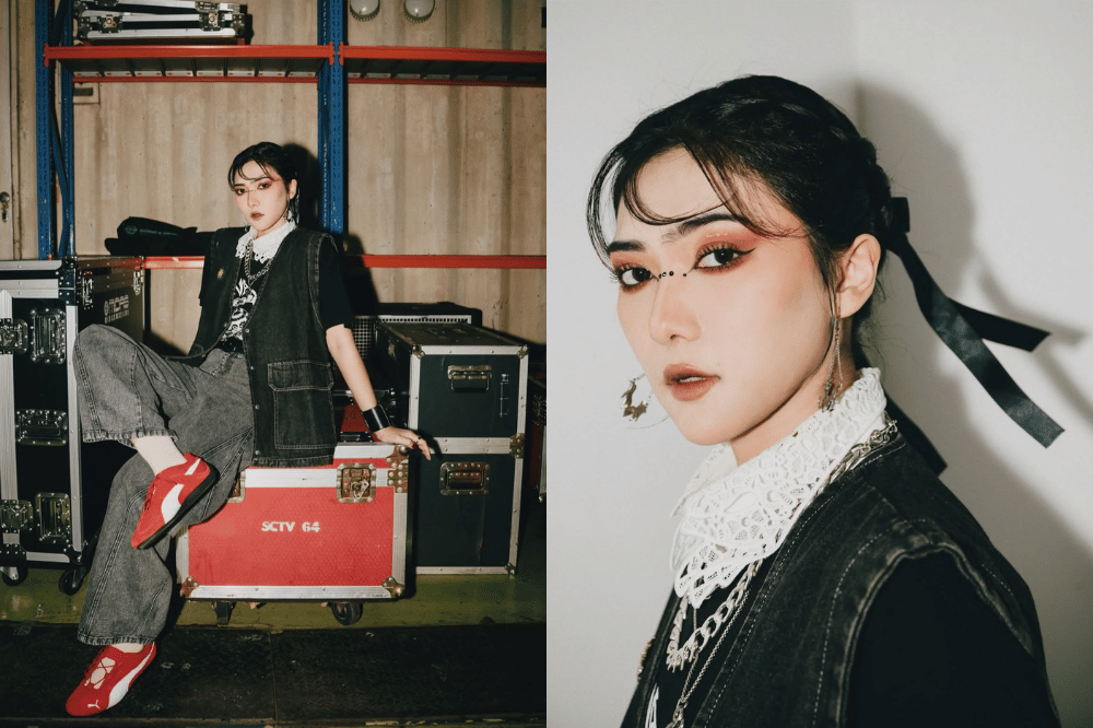 Padu padan denim vest yang edgy