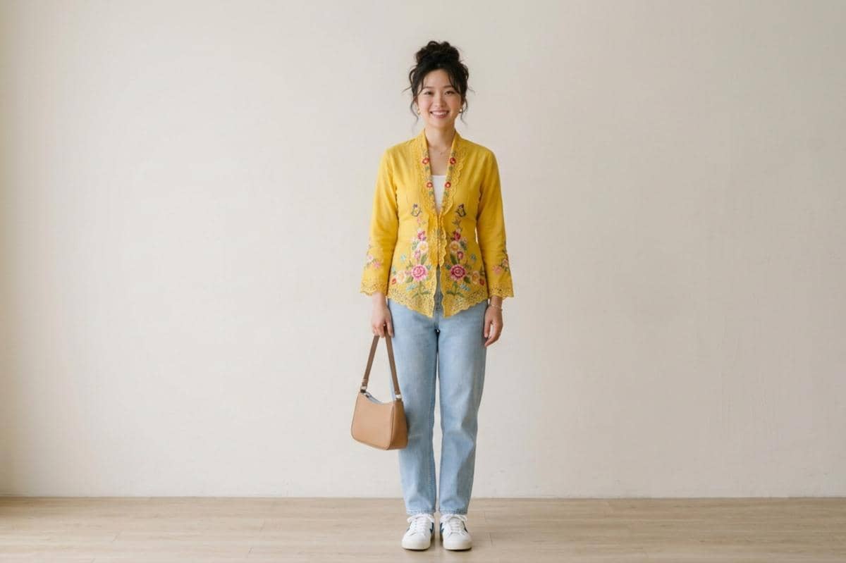 Padu padan kebaya encim untuk kegiatan sehari-hari (5)
