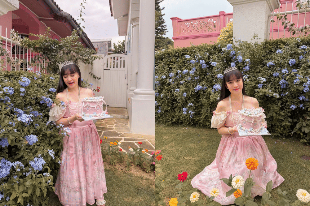 Pesona off shoulder pink yang anggun
