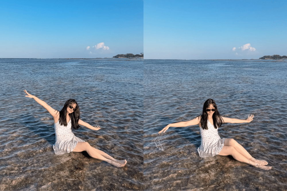 Beach look minimalis dengan floral dress