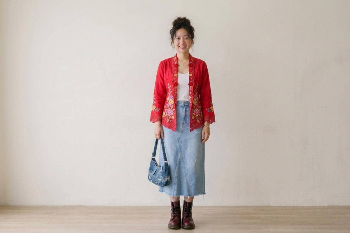 Padu padan kebaya encim untuk kegiatan sehari-hari (4)