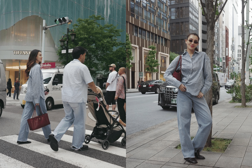 Casual chic dengan kemeja garis-garis 
