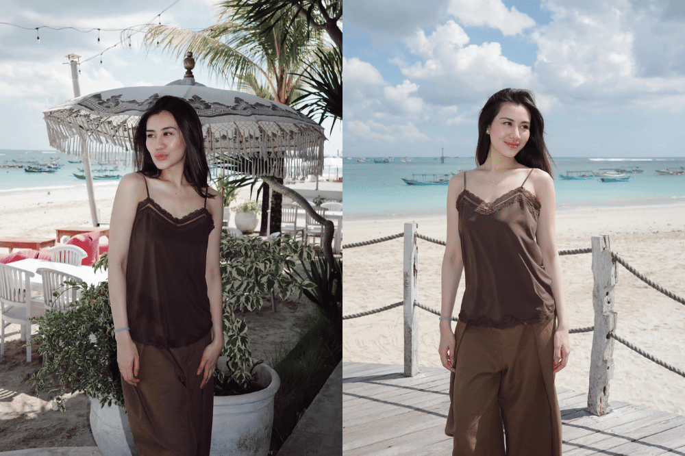 Camisole dengan detail renda untuk tampilan earthy 
