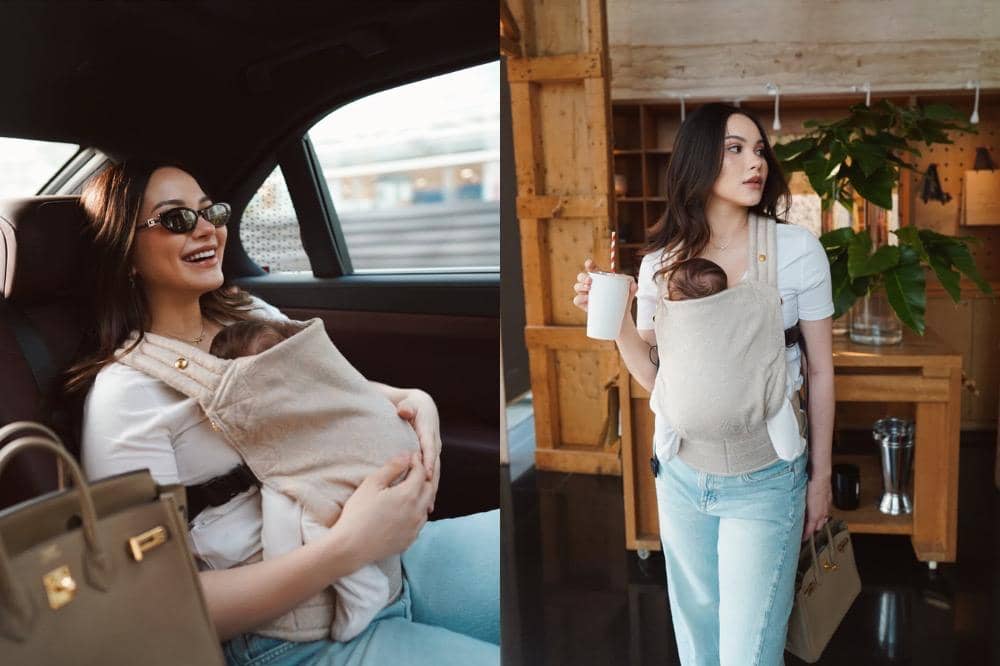 Gaya Fashionable sambil Menggendong Bayi ala Alyssa Daguise, Cool Mama!