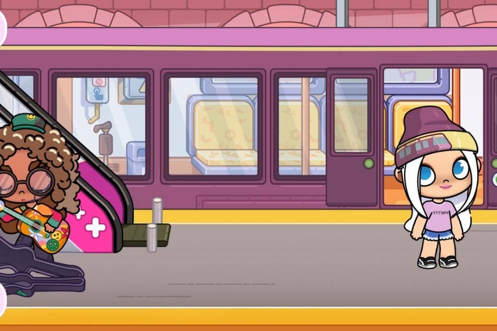 Bermain peran di stasiun dengan karakter kustomisasi dalam game Avatar World