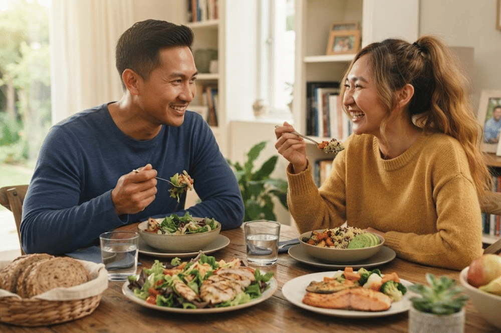 Terapkan pola makan sehat 
