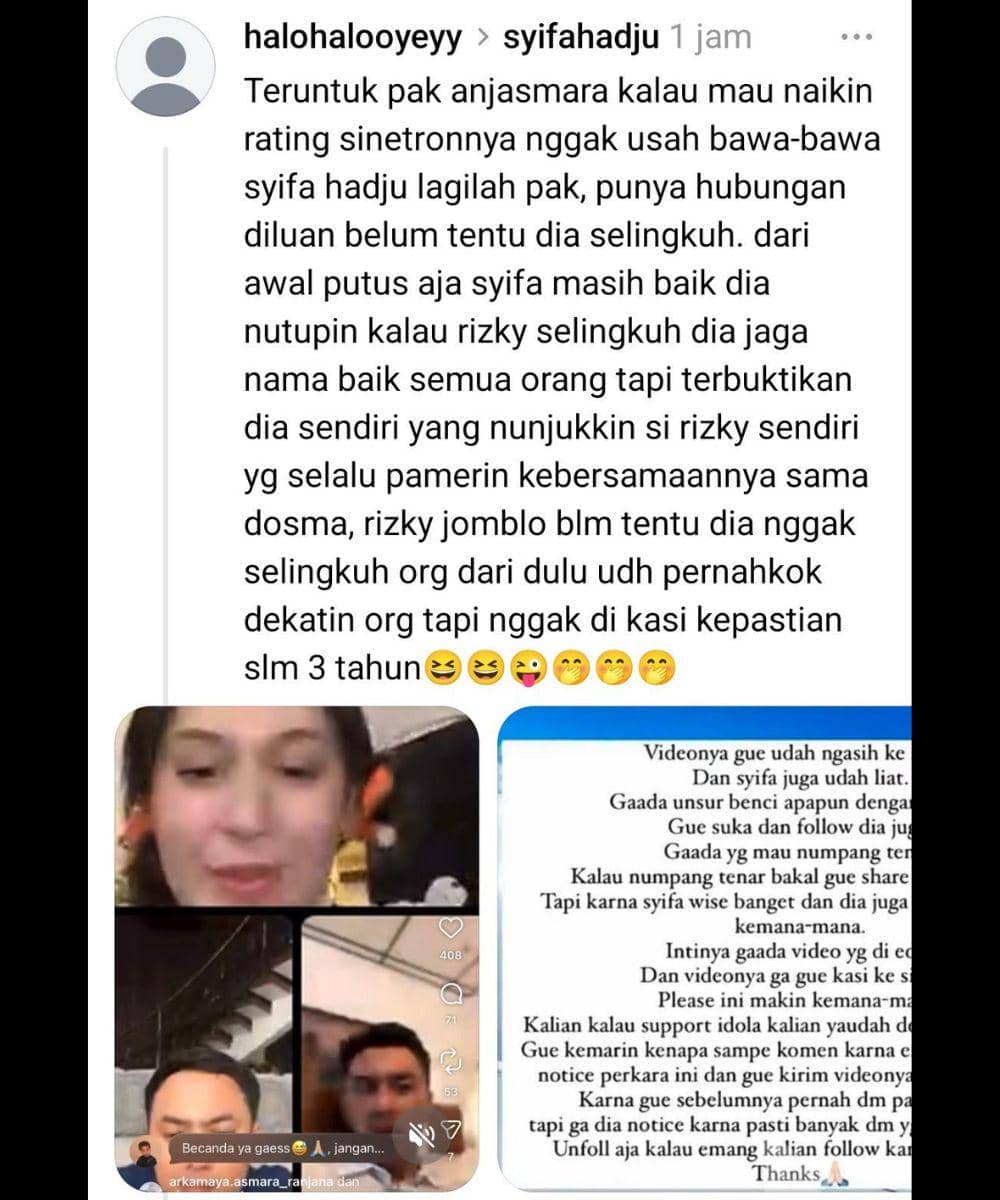 Anjasmara mengajukan pertanyaan soal hubungan Rizky Nazar di masa lalu