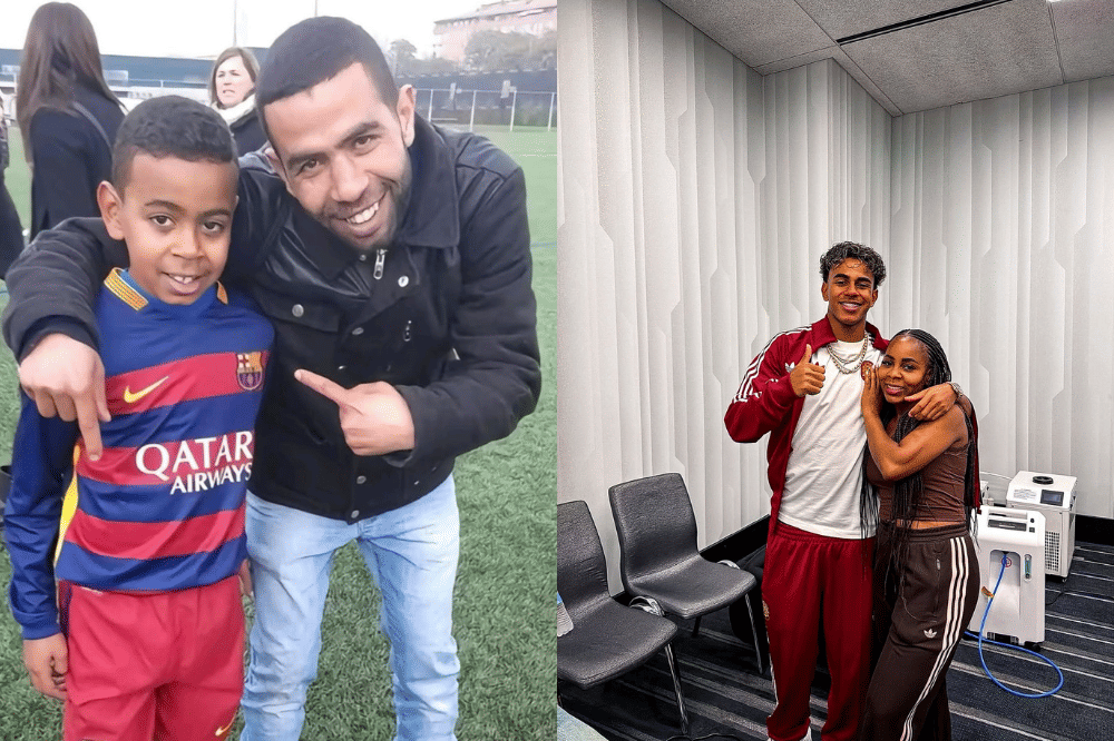 Lamine Yamal dengan mama dan papanya