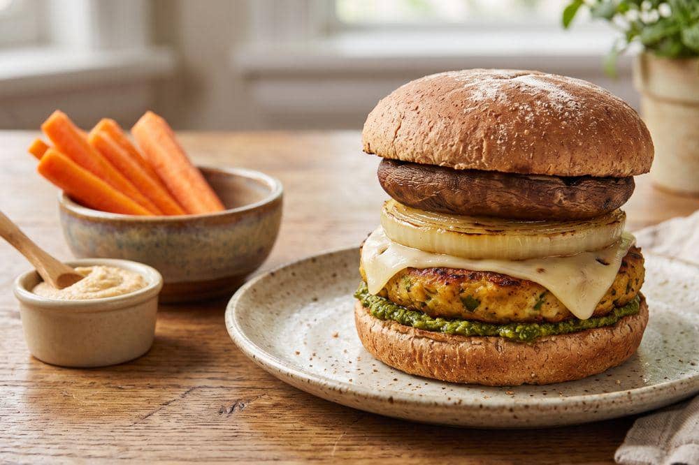 Veggie burger pesto yang lebih sehat