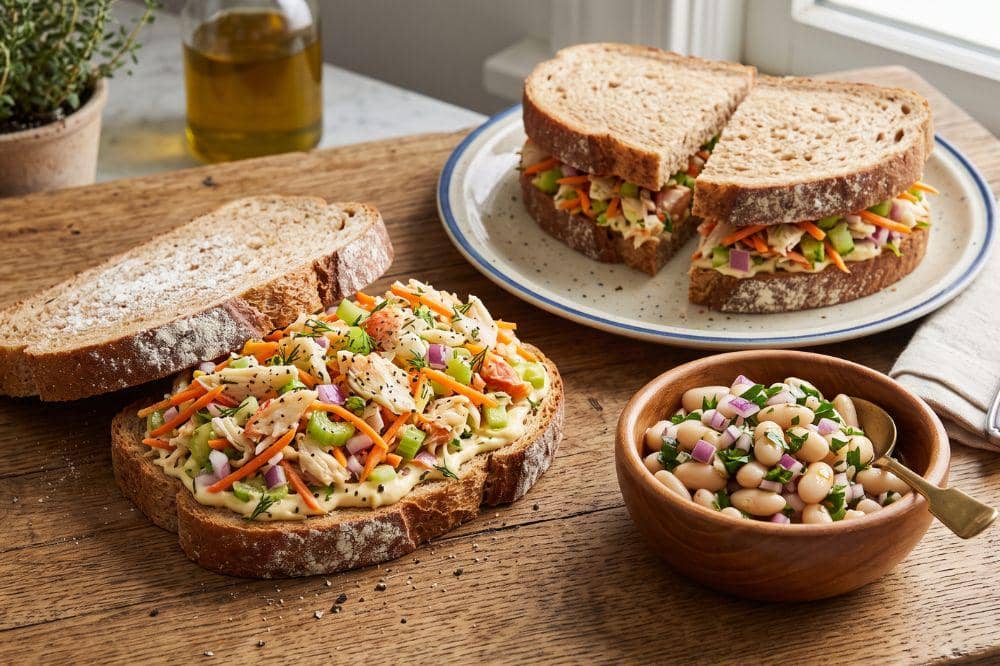 Sandwich salad kepiting warna-warni