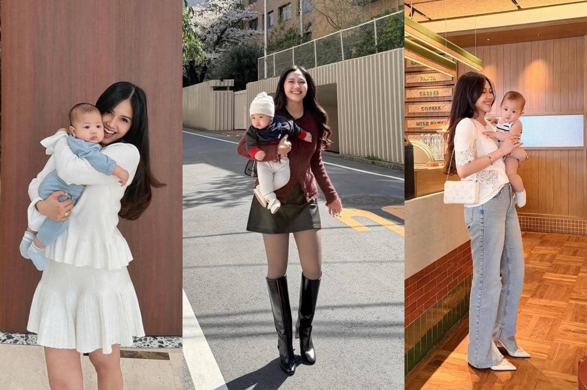 7 Outfit Shasa Zhania sambil Menggendong Anak, Tampil Elegan dan Manis