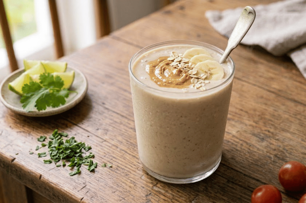 Smoothie protein selai kacang pisang