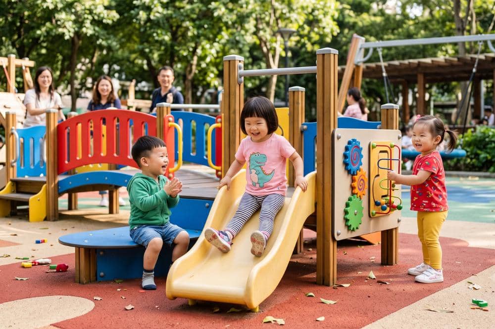 Anak-anak bermain bersama di playground