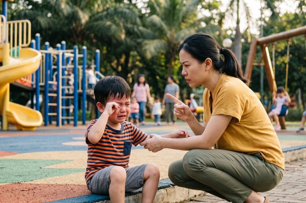 Anak tantrum setelah bermain karena Mama memerintah untuk berhenti