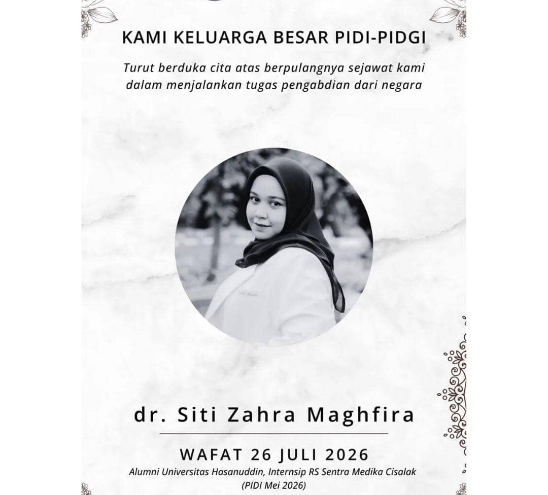 Dunia Kedokteran Kembali Berduka, Dokter Internship Siti Zahra Maghfira Meninggal Dunia