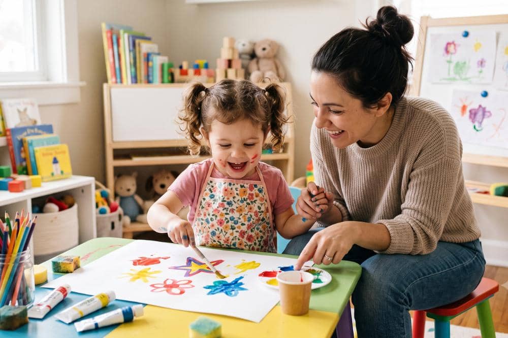 Eksplorasi minat dan potensi anak seperti melukis bersama Mama