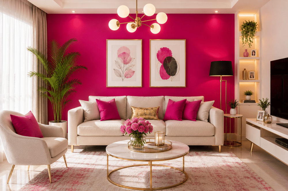 5 Ide dan Dekorasi Cat Fuchsia di Ruang Tamu, Bikin Rumah Makin Cantik