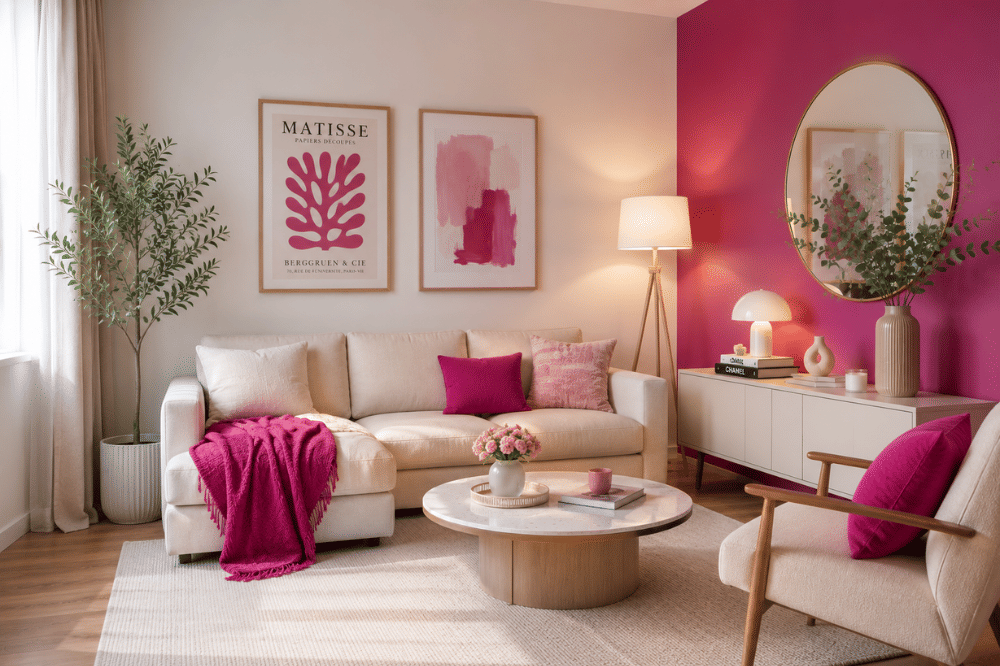 Dekorasi rumah dengan warna fuchsia