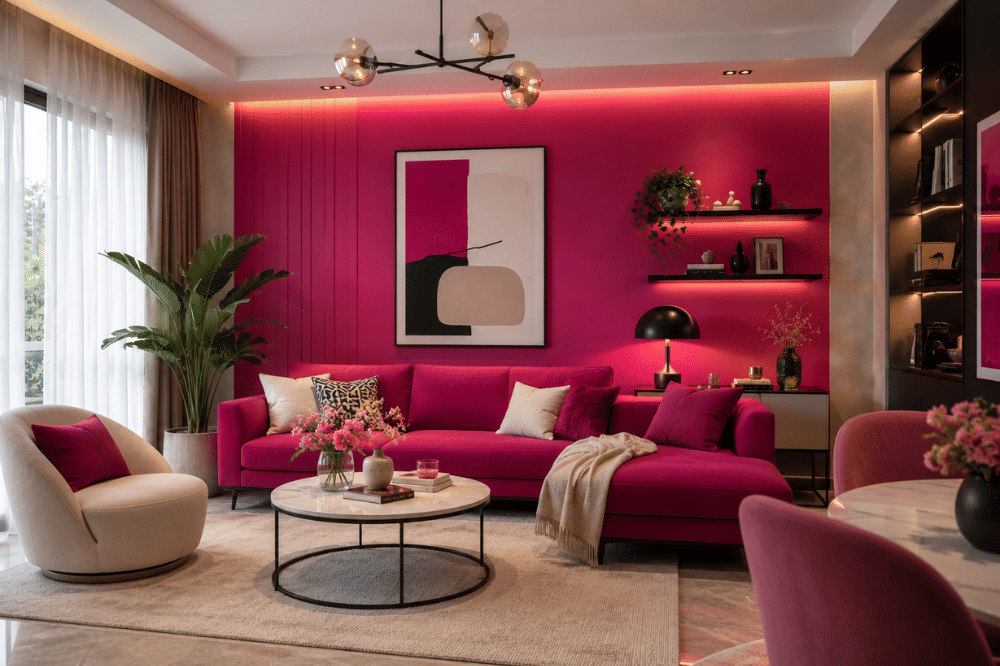Dekorasi rumah dengan warna fuchsia