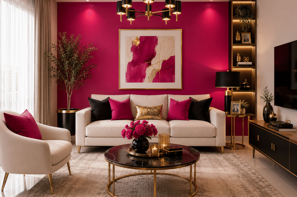 Dekorasi rumah dengan warna fuchsia