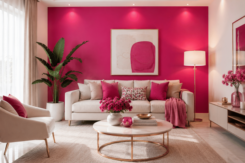Dekorasi rumah dengan warna fuchsia