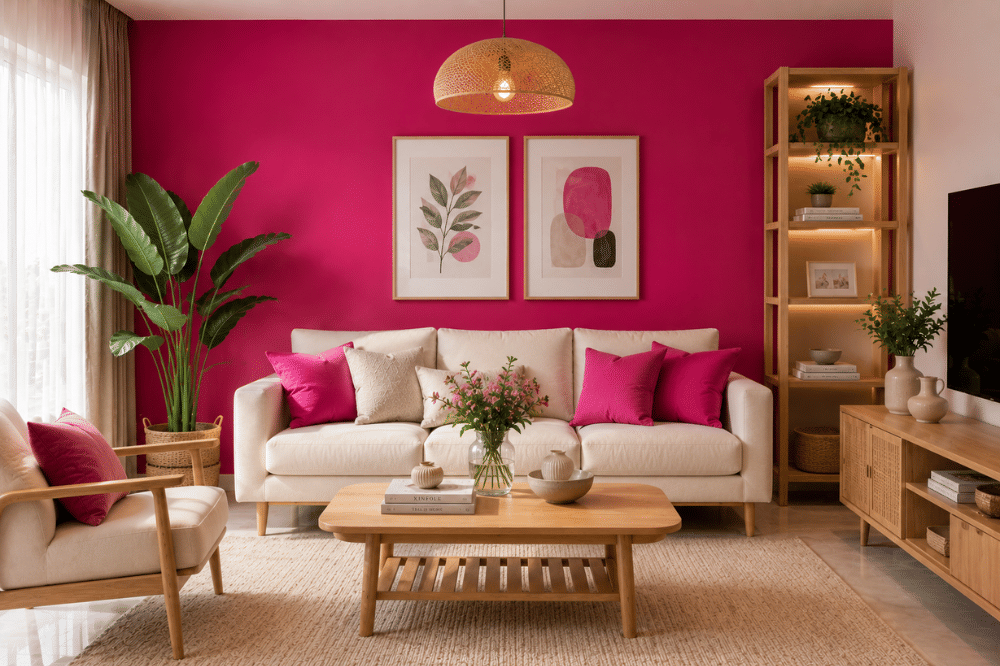Dekorasi rumah dengan warna fuchsia