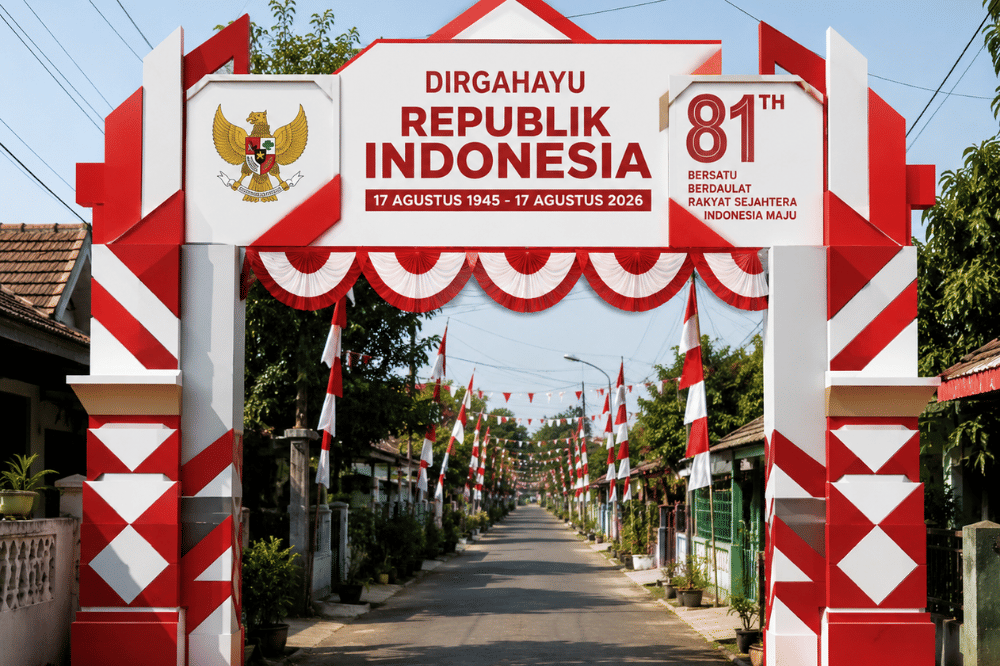 10 Desain Gapura 17 Agustus Merah Putih