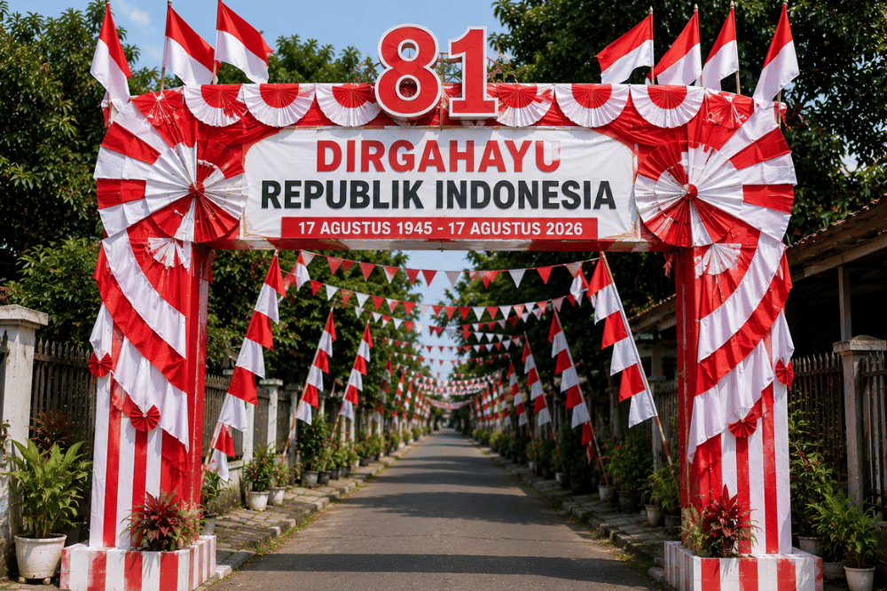 10 Desain Gapura 17 Agustus Merah Putih