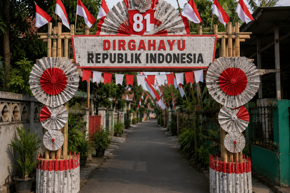 Desain Gapura 17 Agustus 2026 dari Barang Bekas