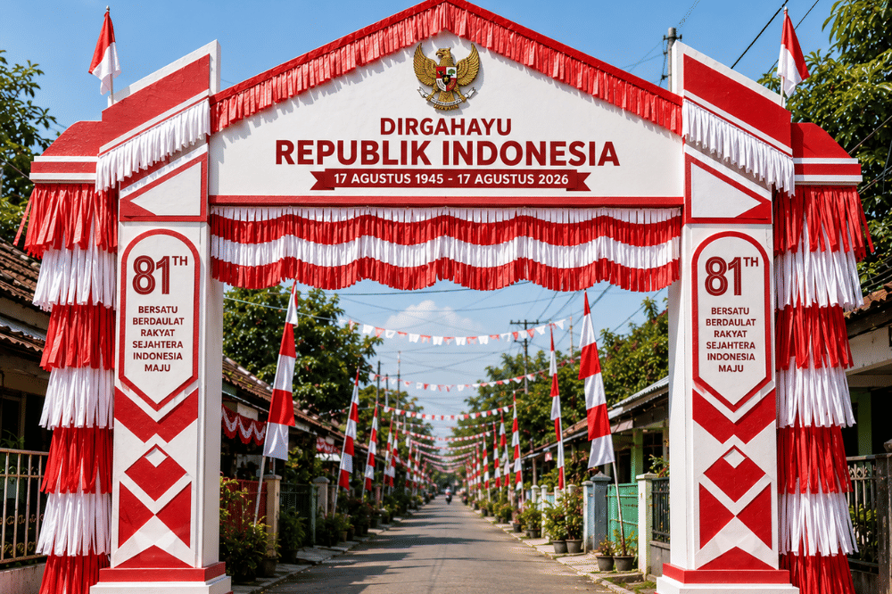 10 Desain Gapura 17 Agustus Merah Putih