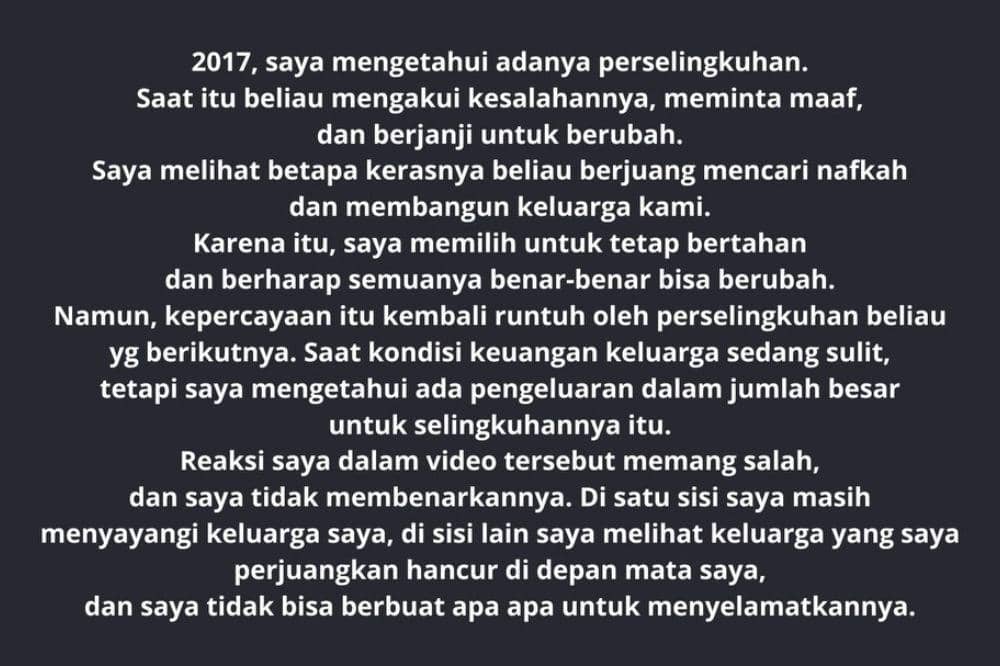Sarwendah mengaku mengetahui dugaan perselingkuhan sejak 2017