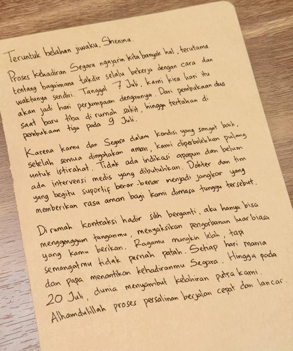 Perjuangan Shenina melahirkan anak pertama