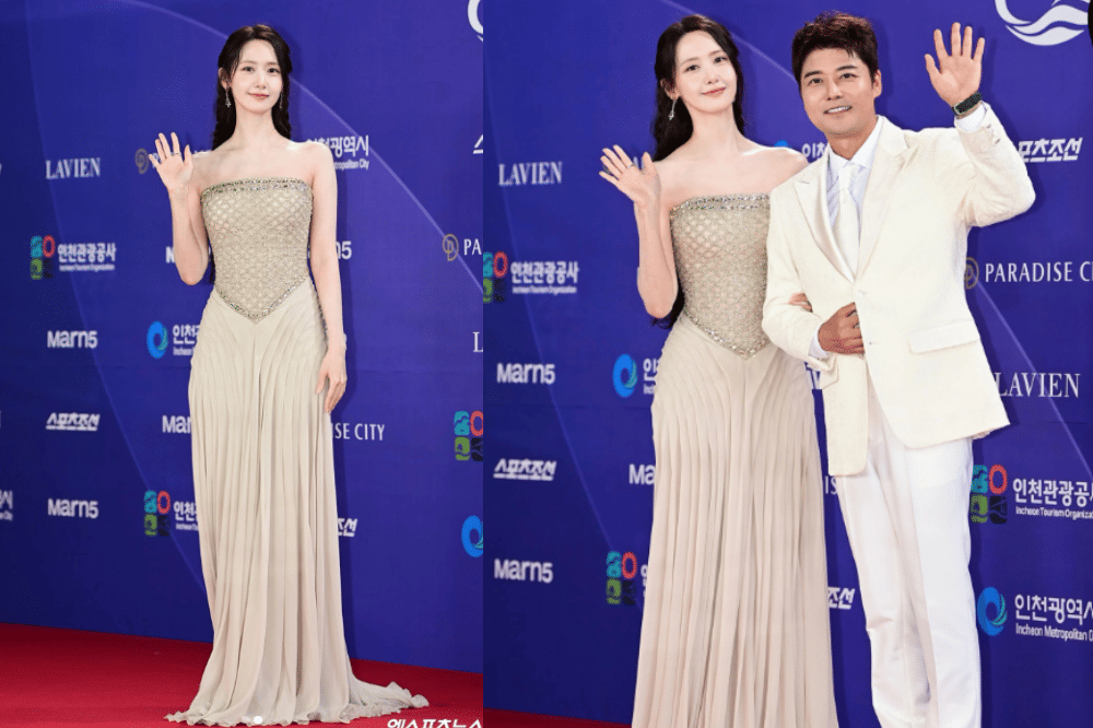 Pesona memukau Yoona dalam balutan gaun krem bertekstur