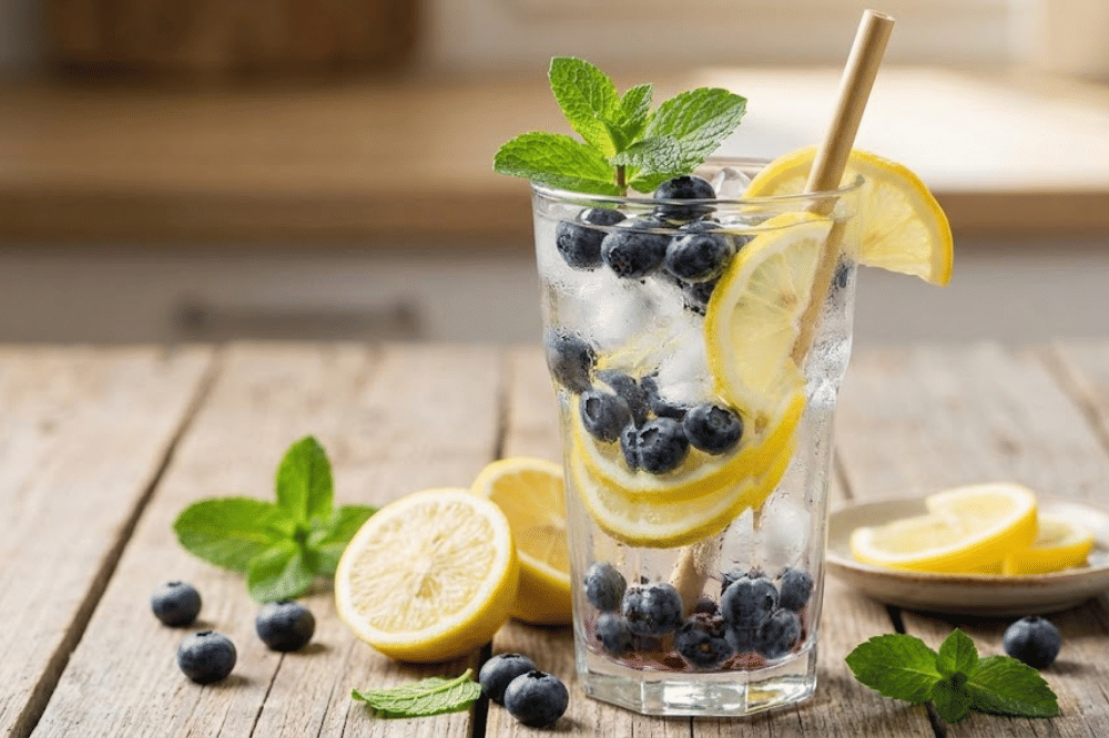 Blueberry lemon infused water penyegar segala aktivitas