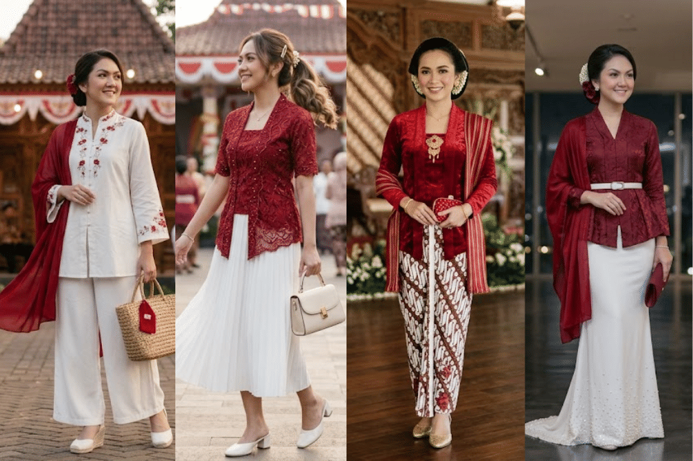 7 Inspirasi Padu Padan Kebaya Warna Merah dan Putih