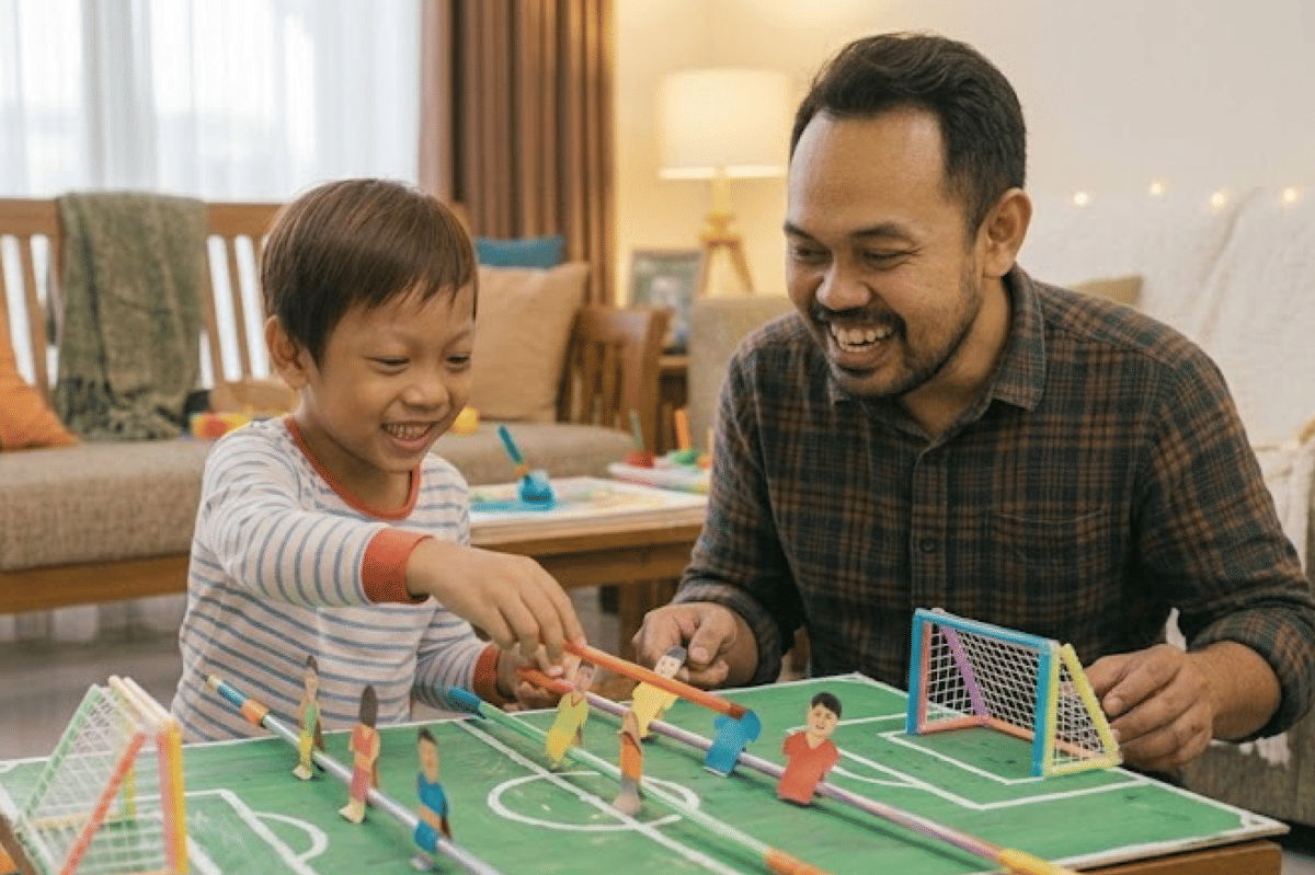 Sedotan dapat dibuat menjadi permainan sepak bola di meja