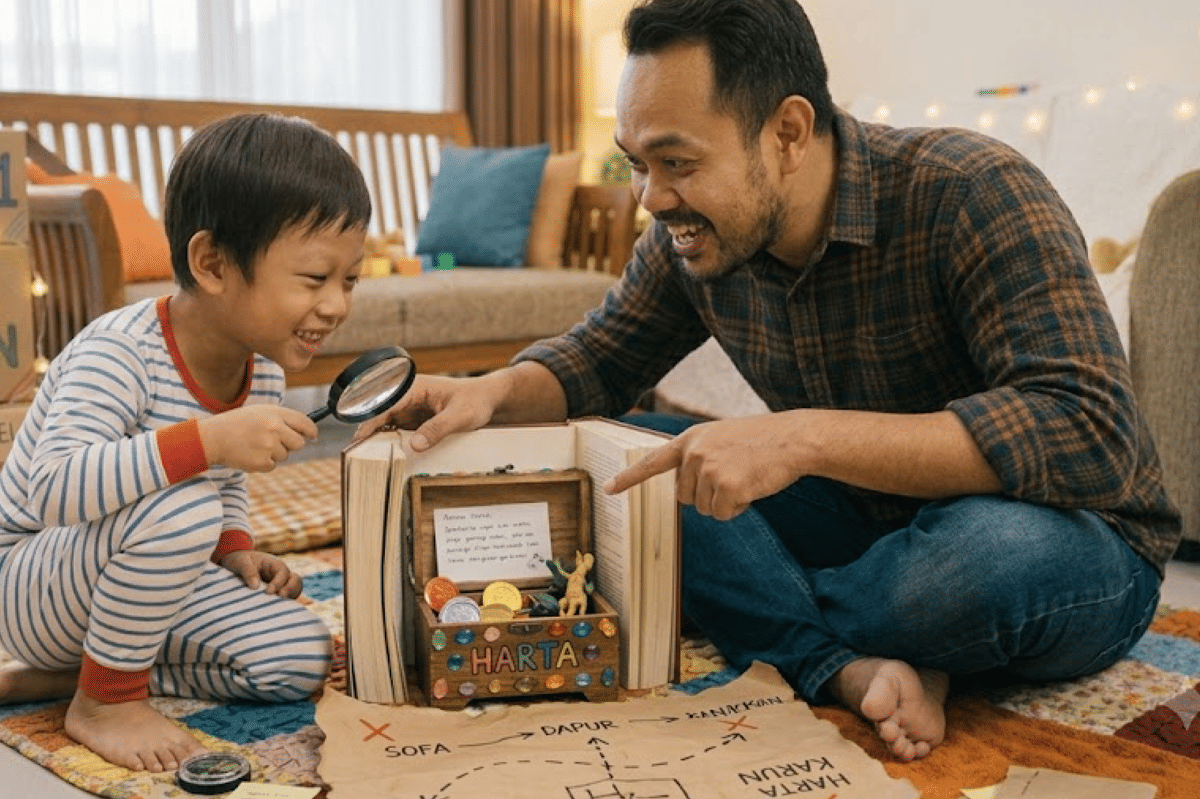 Hanya dengan kertas dan kotak bisa jadi permainan untuk anak