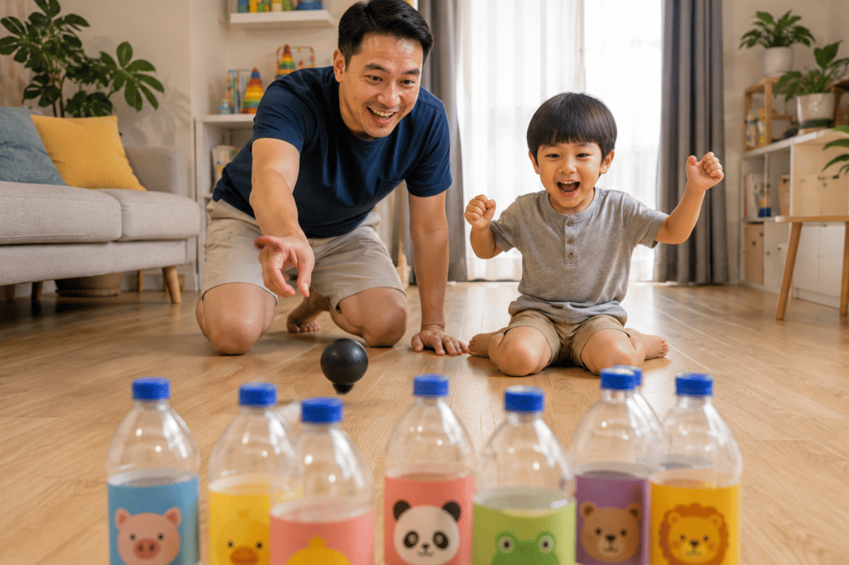 Bisa membuat bowling min dari botol plastik bekas
