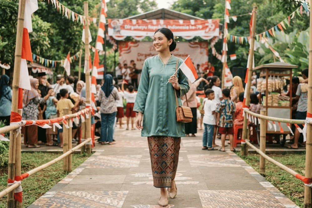 Baju kurung Melayu berbahan katun satin lembut