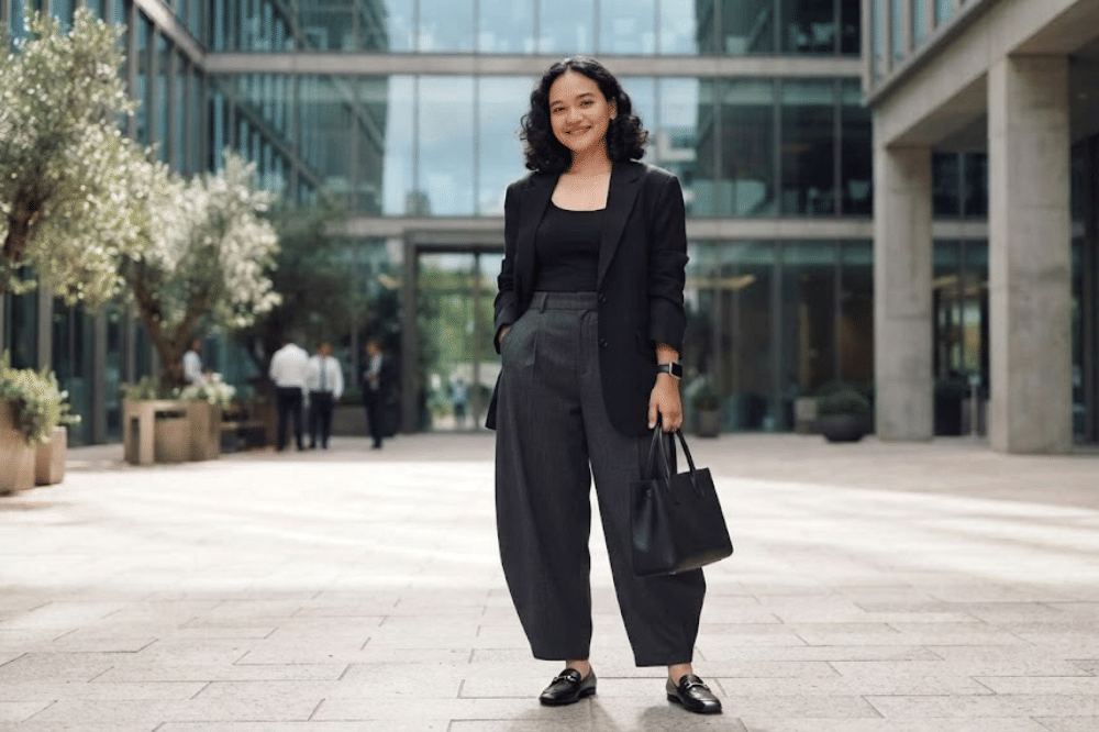 Gaya semi formal berbalut blazer chic