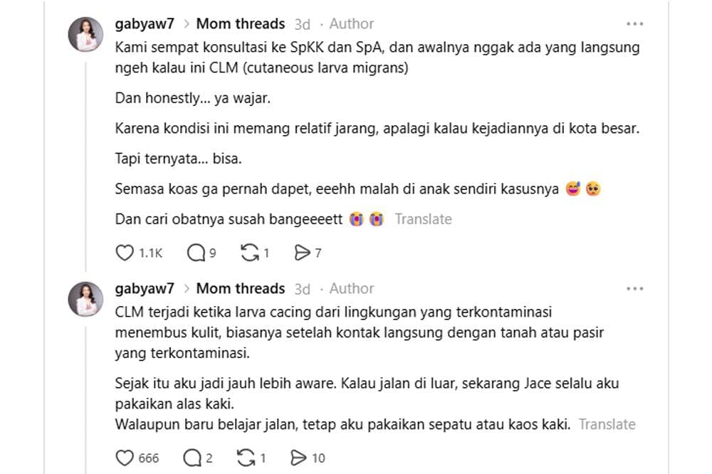 Anak mengalami CLM setelah bermain di rumput apartemen