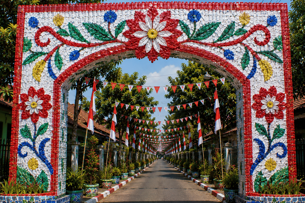 Gapura dari botol plastik