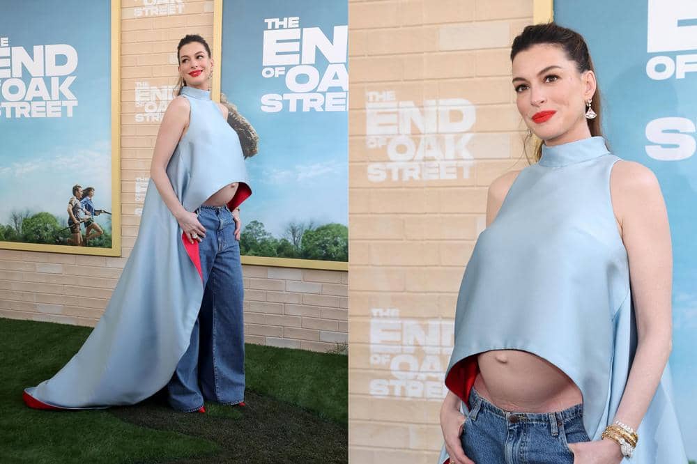 7 Foto Anne Hathaway Pamer Baby Bump saat Premiere The End of Oak Street