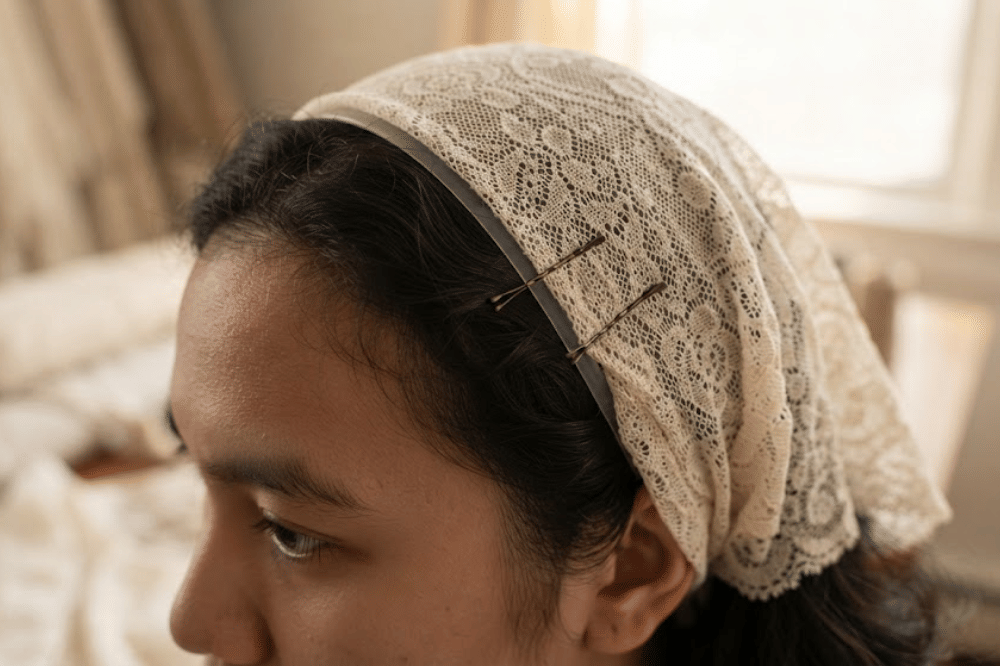 Gunakan bobby pin atau headband sebagai penahan