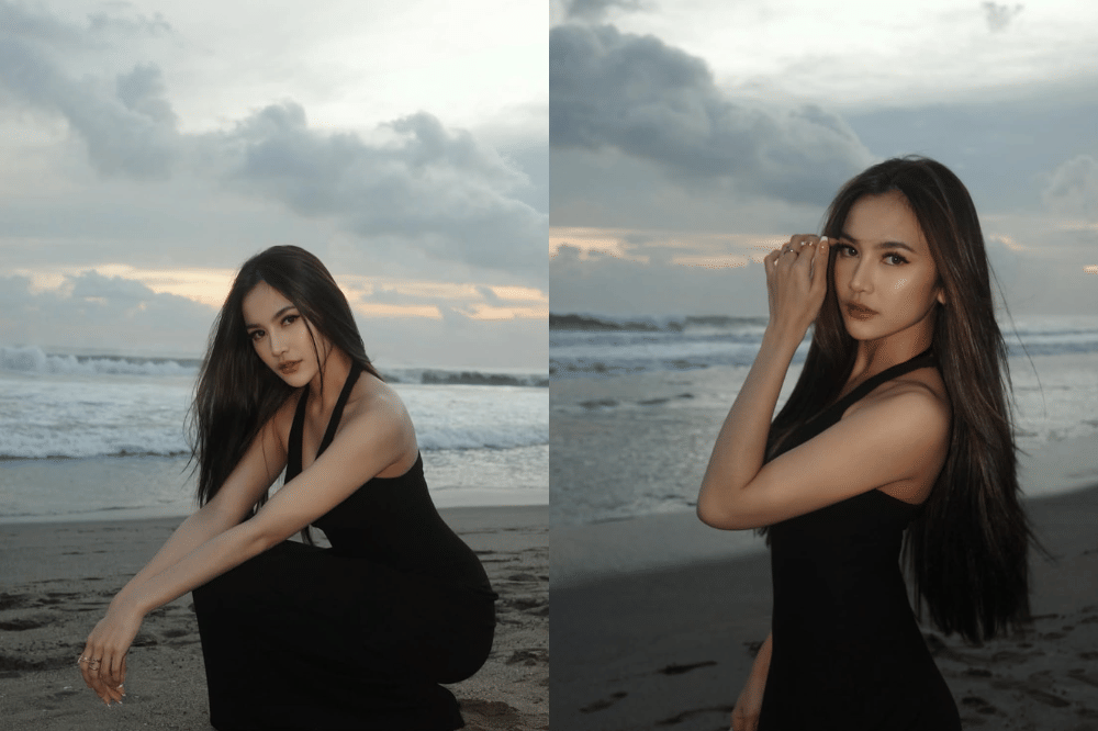 Mahalini tampil elegan dengan dress hitam simpel